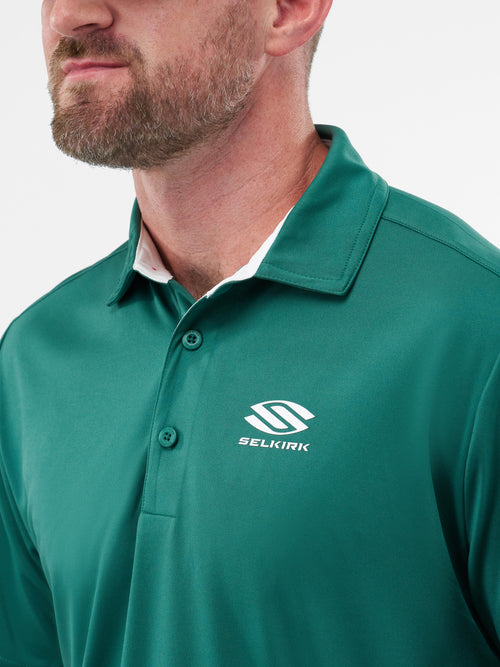 Selkirk Sport Essentials sports-wik men’s short-sleeved pickleball polo shirt.