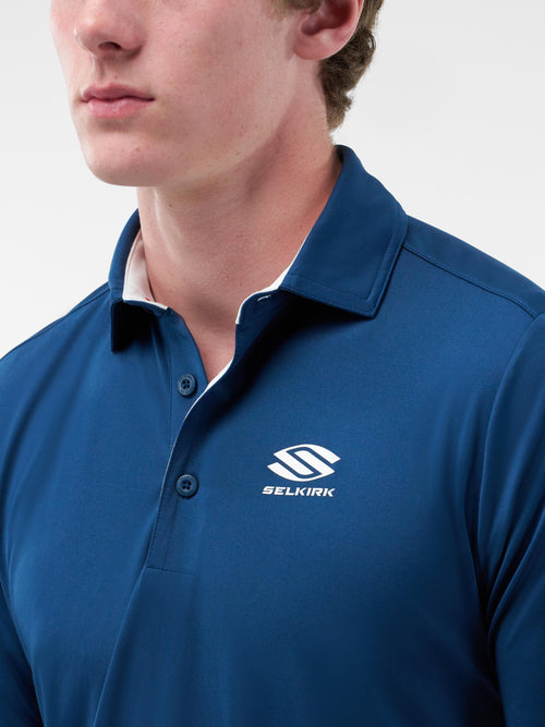 Selkirk Sport Essentials sports-wik men’s short-sleeved pickleball polo shirt.