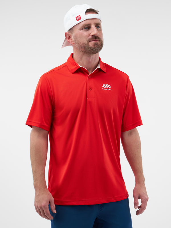 Selkirk Sport Essentials sports-wik men’s short-sleeved pickleball polo shirt.