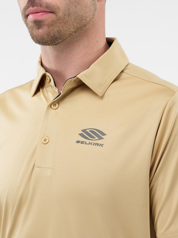 Selkirk Sport Essentials sports-wik men’s short-sleeved pickleball polo shirt.
