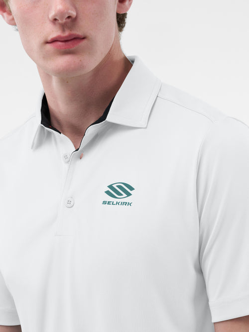 Selkirk Sport Essentials sports-wik men’s short-sleeved pickleball polo shirt.