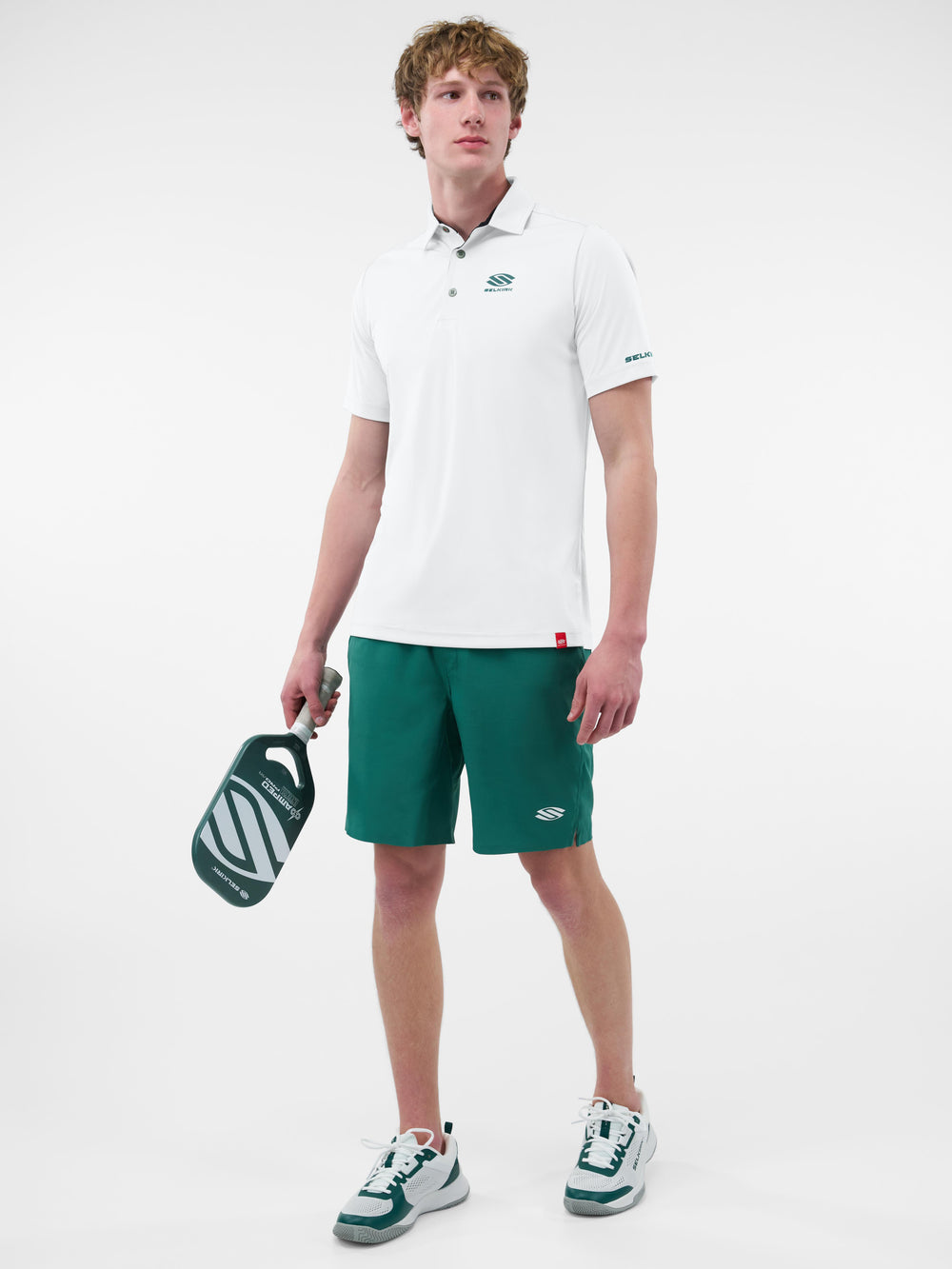 Selkirk Sport Essentials sports-wik men’s short-sleeved pickleball polo shirt.