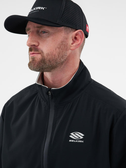 Selkirk Sport Essentials men’s warm-up pickleball full-zip jacket.