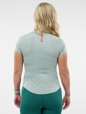 Selkirk women’s Essentials DualSoft short-sleeved pickleball tee shirt.
