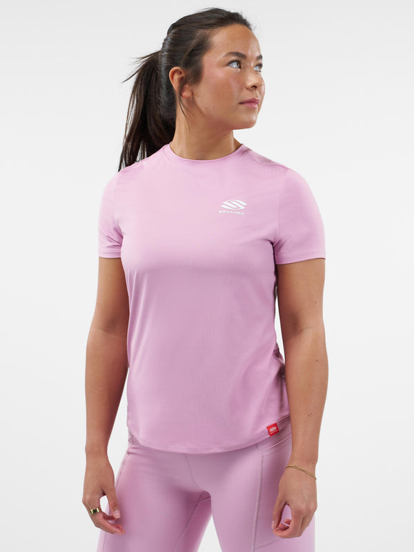 Selkirk women’s Essentials DualSoft short-sleeved pickleball tee shirt.