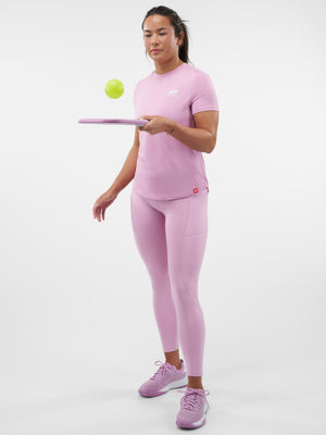 Selkirk women’s Essentials DualSoft short-sleeved pickleball tee shirt.
