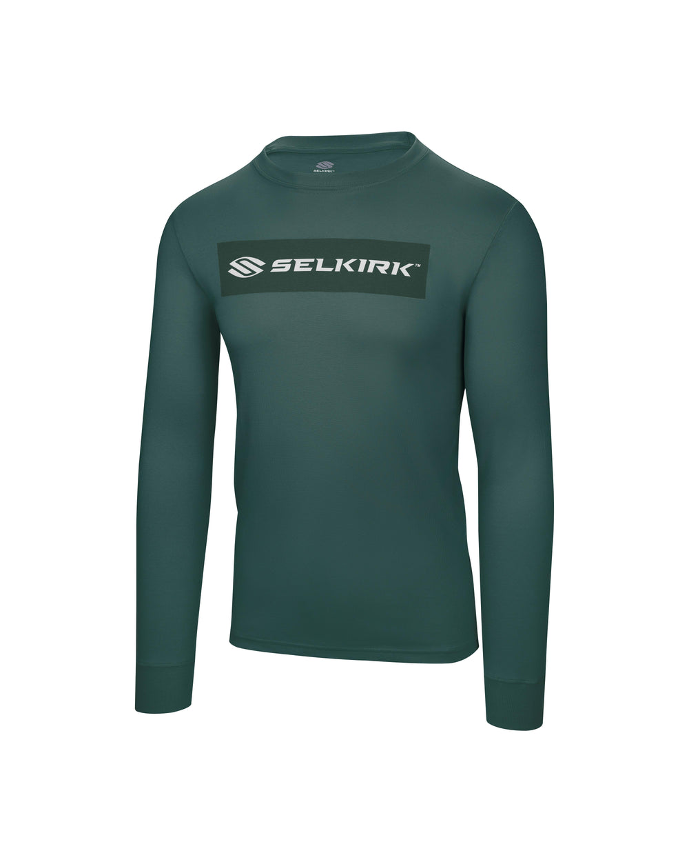 Black long sleeve tee with 'Selkirk Sport' text in red