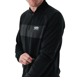 Selkirk TruWear Men's Apex 2.0 Lifestyle Quarter Zip Pullover in black, featuring a logo and a two-tone design.