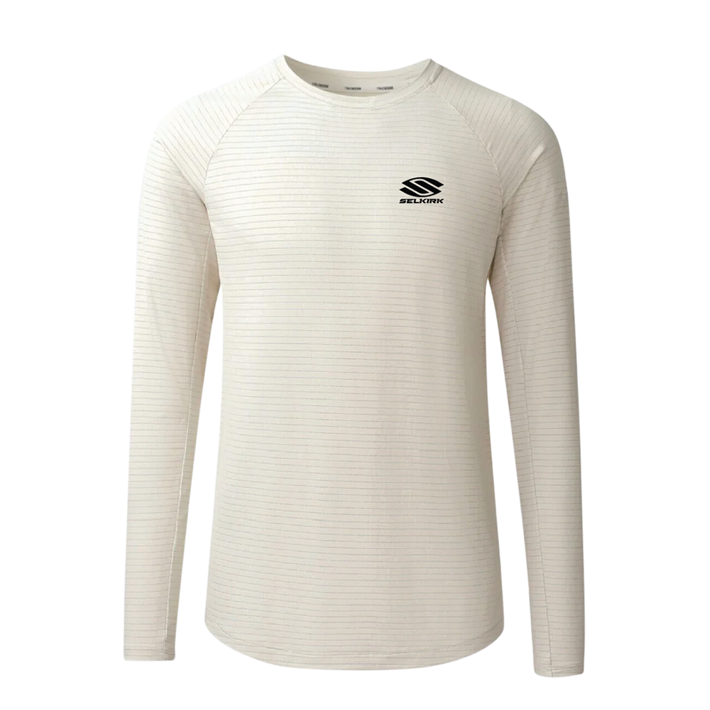 Selkirk TruWear Men's Cardinal Long Sleeve Workout Shirt in black, featuring a logo on the chest.