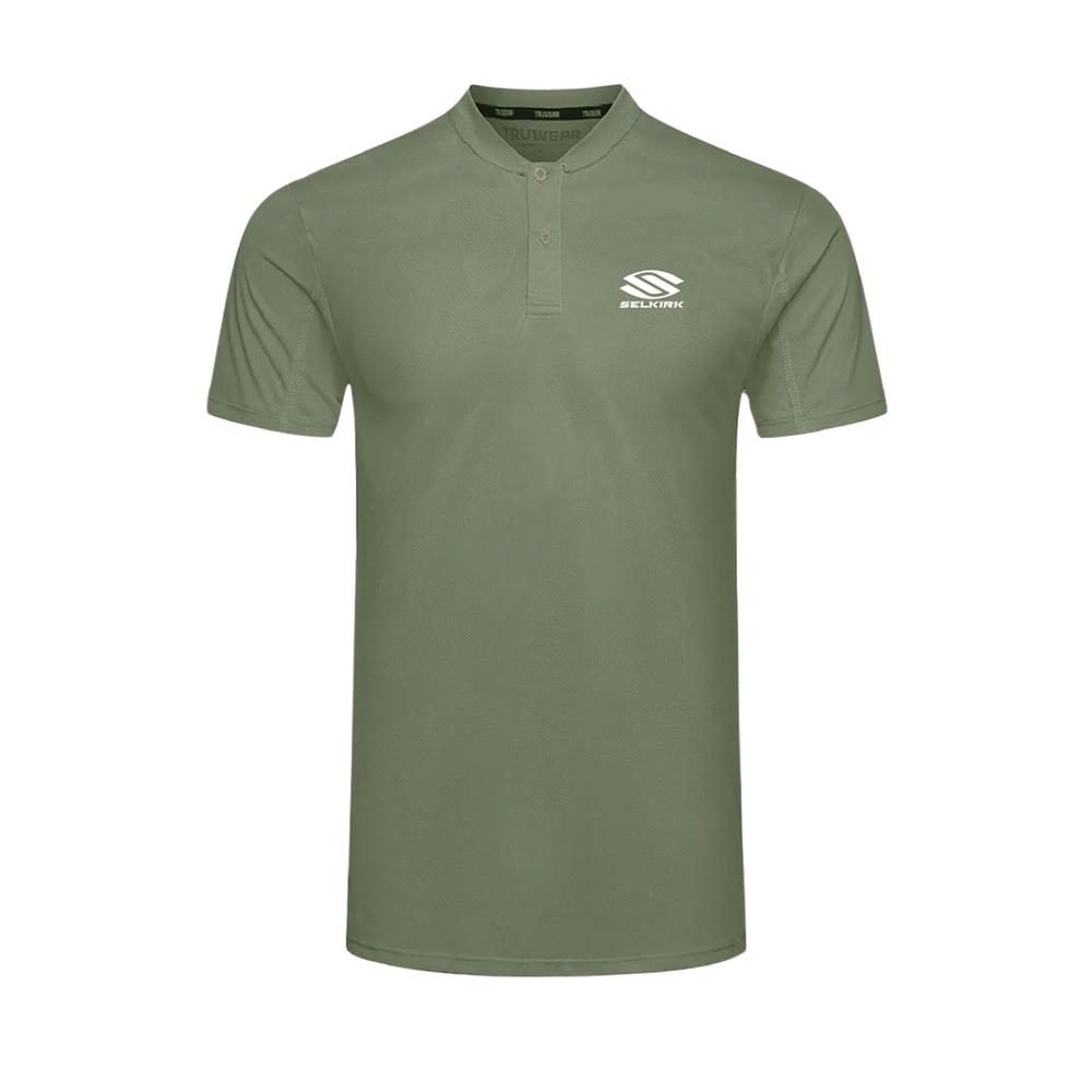 Black Selkirk TruWear Men's Vortex Lifestyle Collared Polo with logo