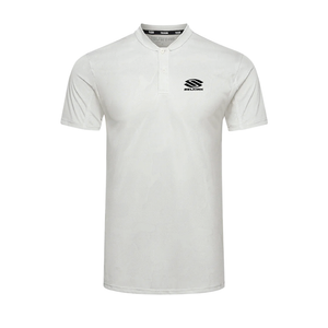 White Selkirk TruWear Men's Vortex Lifestyle Collared Polo with logo