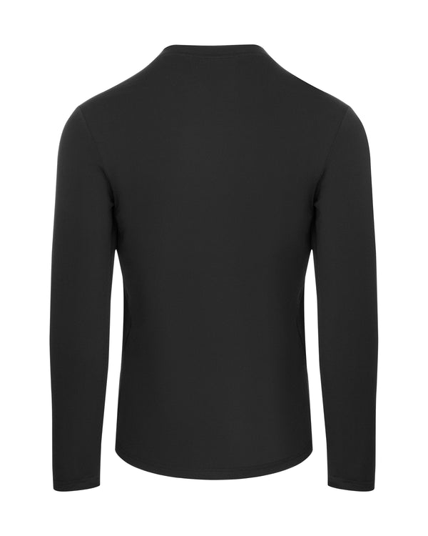 AeroFiber Collection Men's Long-Sleeve Shirt in Black, back view.