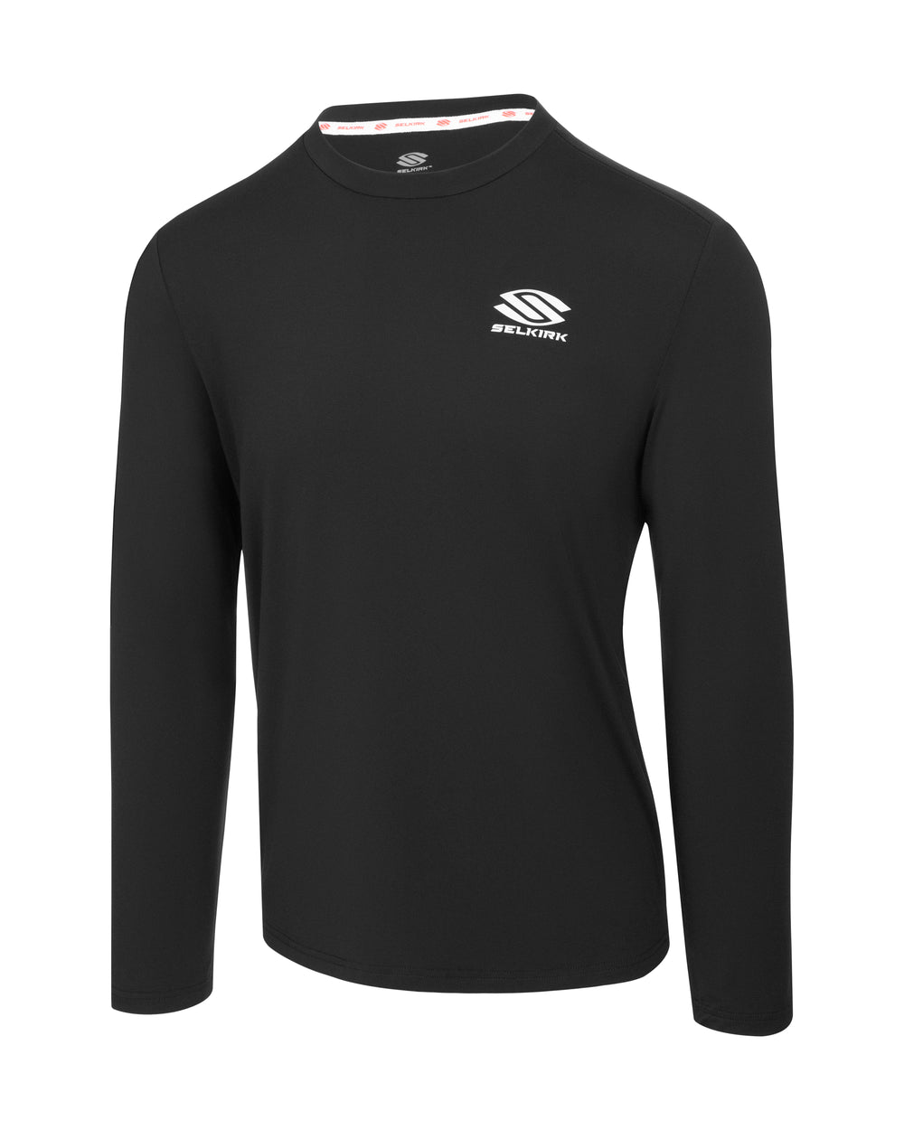 Selkirk AeroFiber Collection Men's Long-Sleeve Shirt in Black, designed for comfort and performance on the pickleball court.