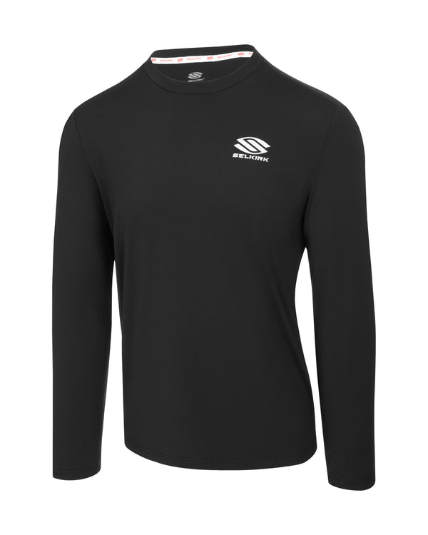 Selkirk AeroFiber Collection Men's Long-Sleeve Shirt in Black, designed for comfort and performance on the pickleball court.