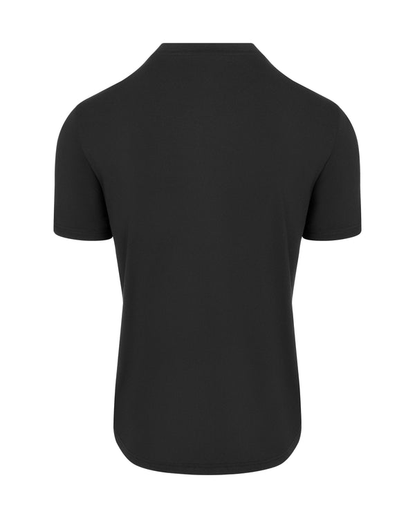 Men's black short-sleeve t-shirt from AeroFiber Collection, back view.