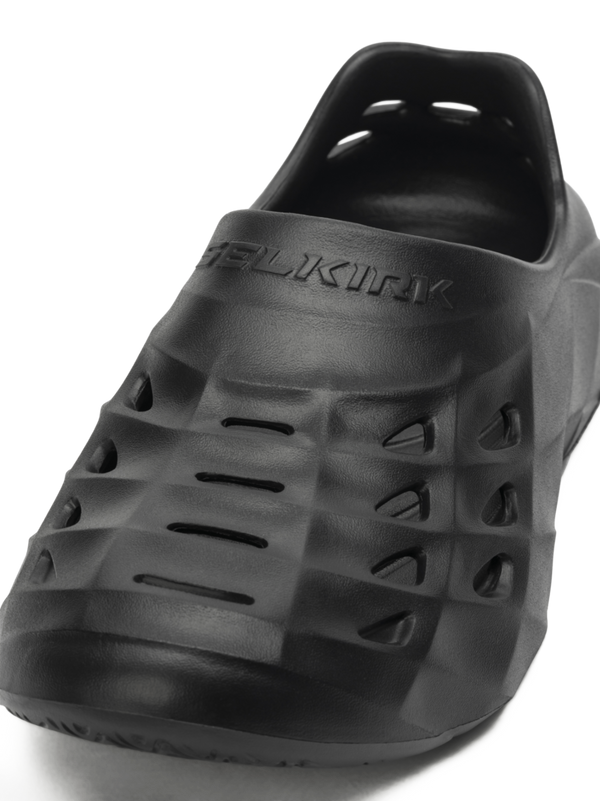 Lightweight black Selkirk Sport Renew Pickleball Recovery Shoe with perforated design.