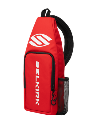 Red Selkirk Core Line Pickleball Sling Bag with mesh pocket