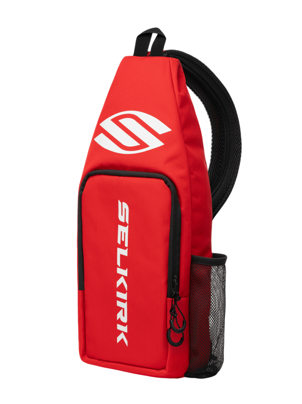 Red Selkirk Core Line Pickleball Sling Bag with mesh pocket
