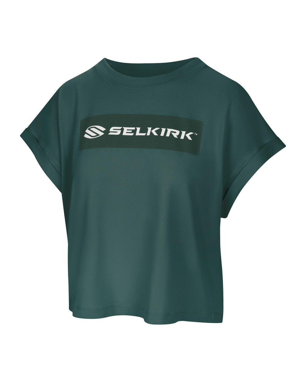 Black Selkirk Sport Women's Sideline Soft Cotton Boxy Tee with red logo