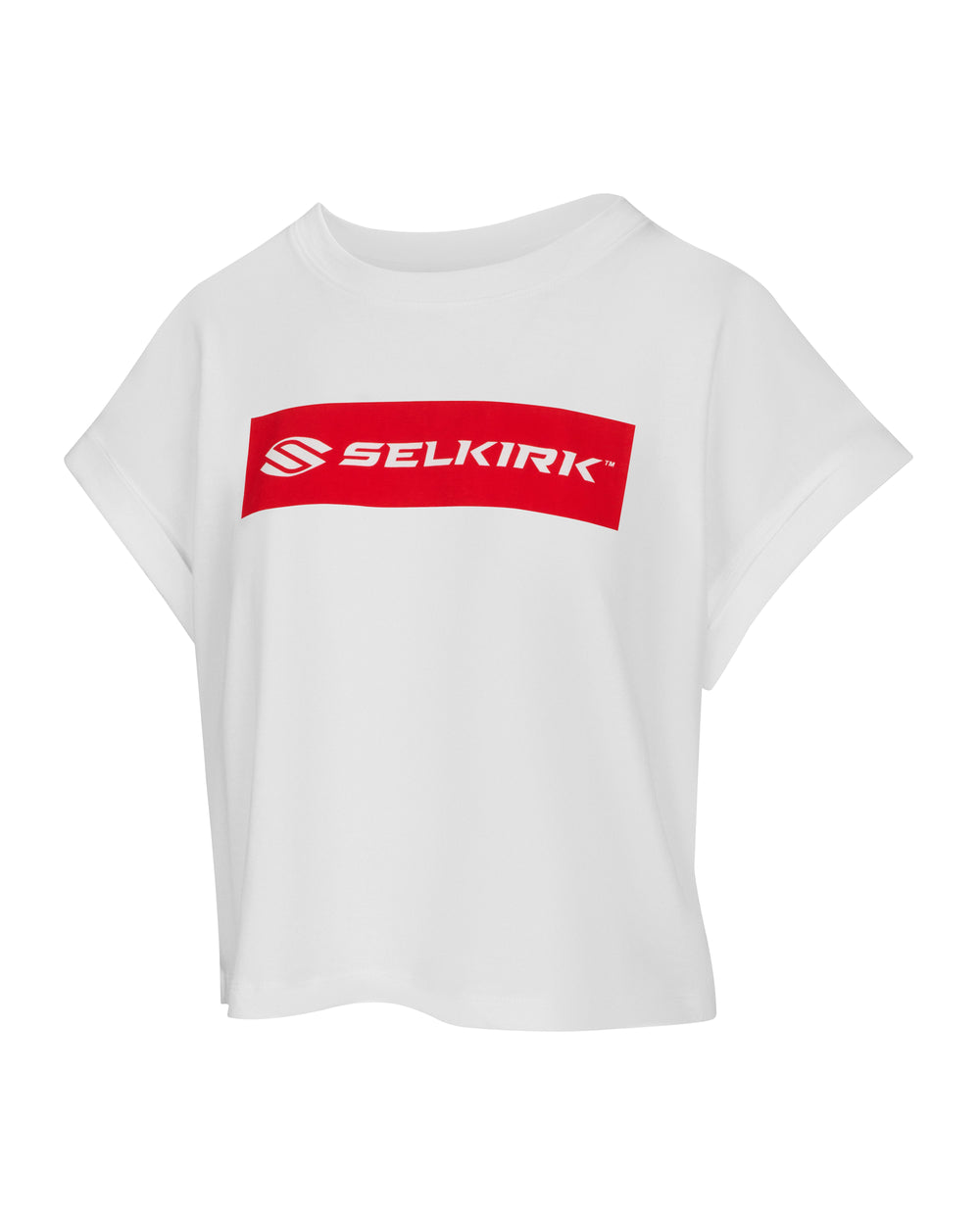 Black Selkirk Sport Women's Sideline Soft Cotton Boxy Tee with red logo