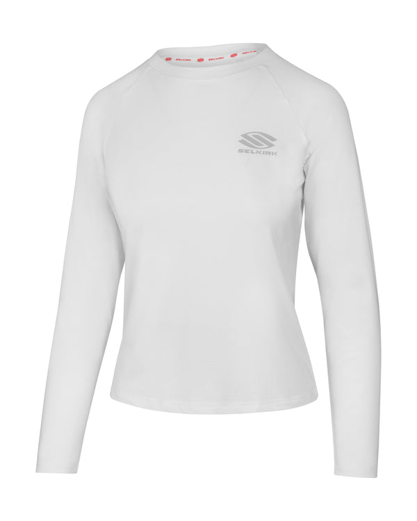 AeroFiber Collection Women's Long-Sleeve Shirt in black, designed for comfort and performance on the pickleball court.