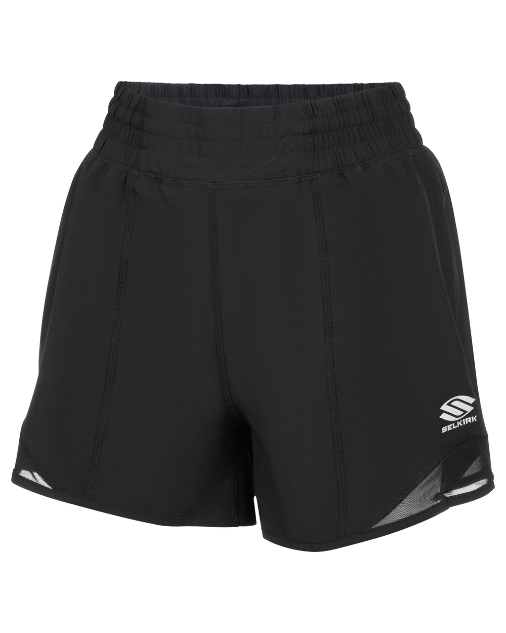 Black women's AeroFiber shorts, designed for comfort and performance on the pickleball court.