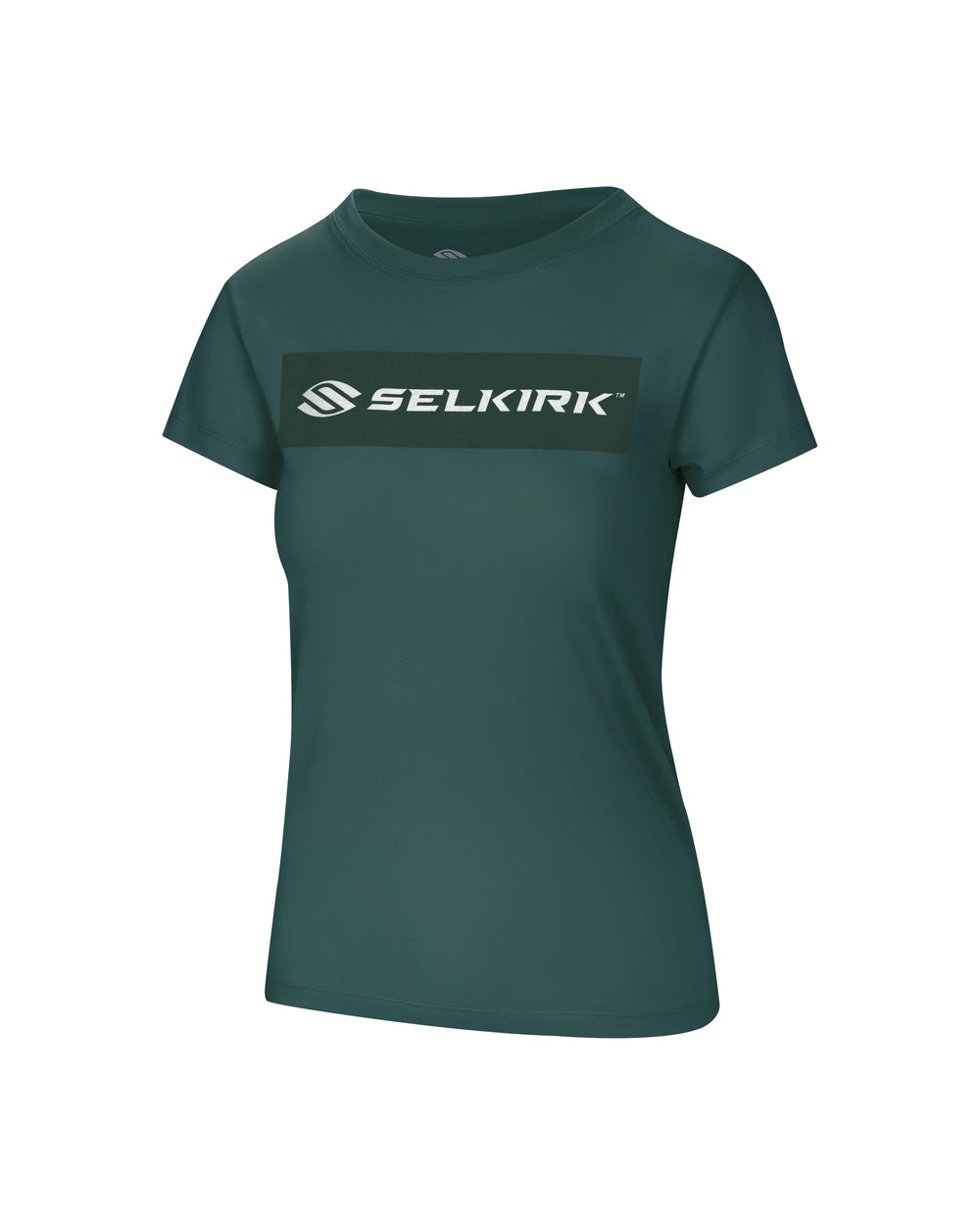 Black short sleeve tee with Selkirk logo in red