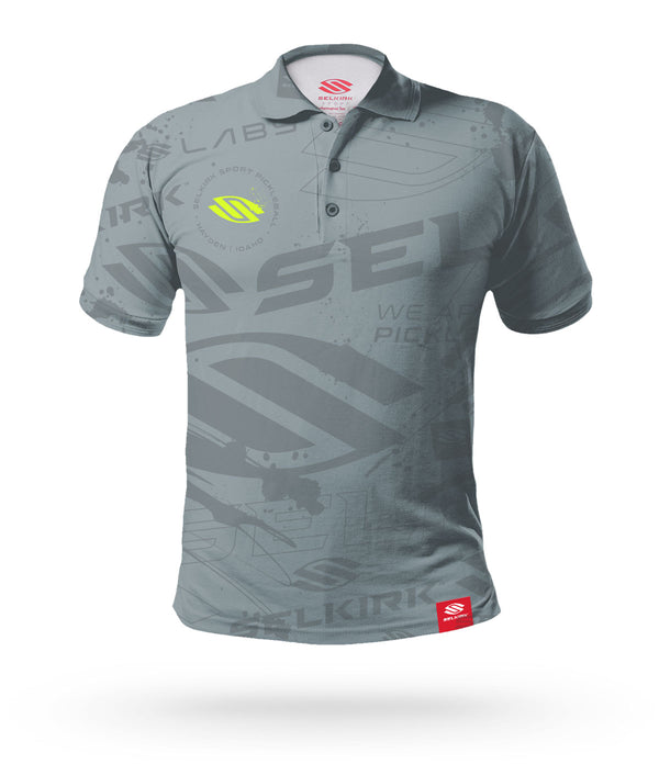 Cool Gray Selkirk Emblem Men's Polo with Stretch-Wik Technology
