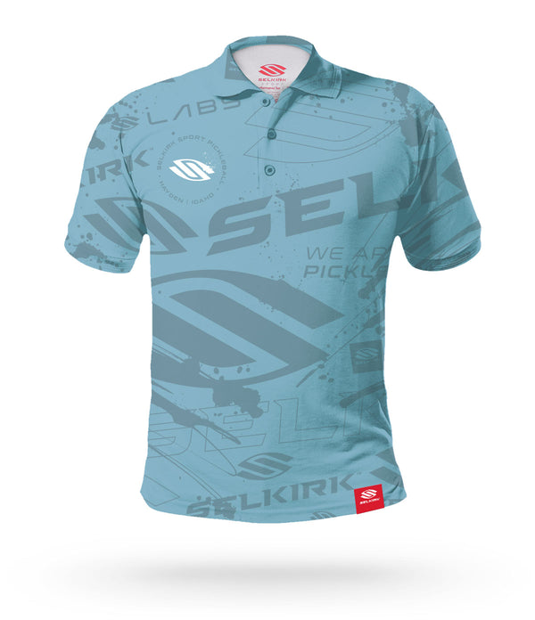 Cool Gray Selkirk Emblem Men's Polo with Stretch-Wik Technology