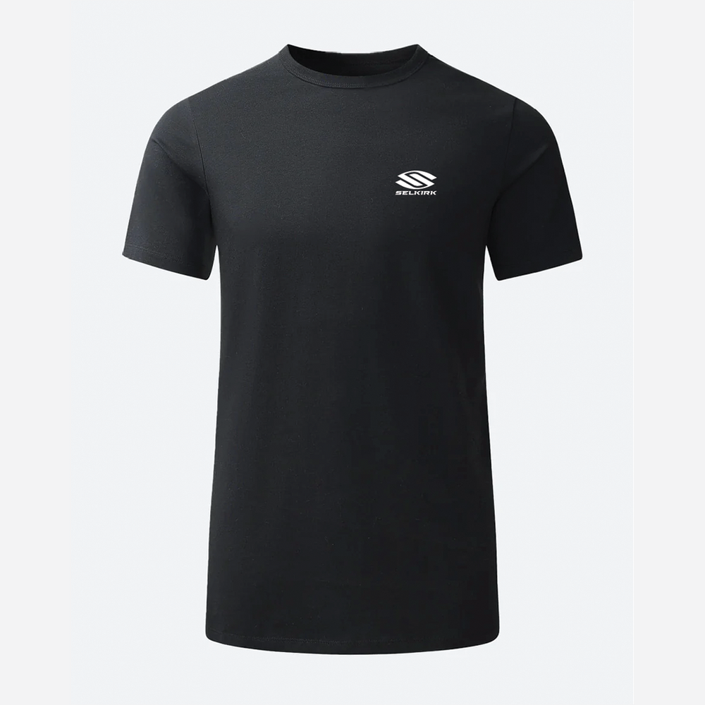 Black Selkirk Sport men's t-shirt with logo on chest.