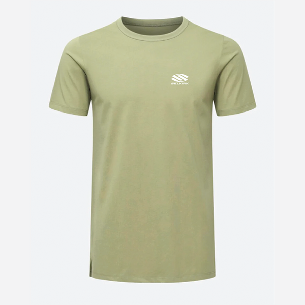 Selkirk TruWear Men's Spectacle 2.0 Lifestyle Pickleball T-Shirt in black, olive green, white, and gray.