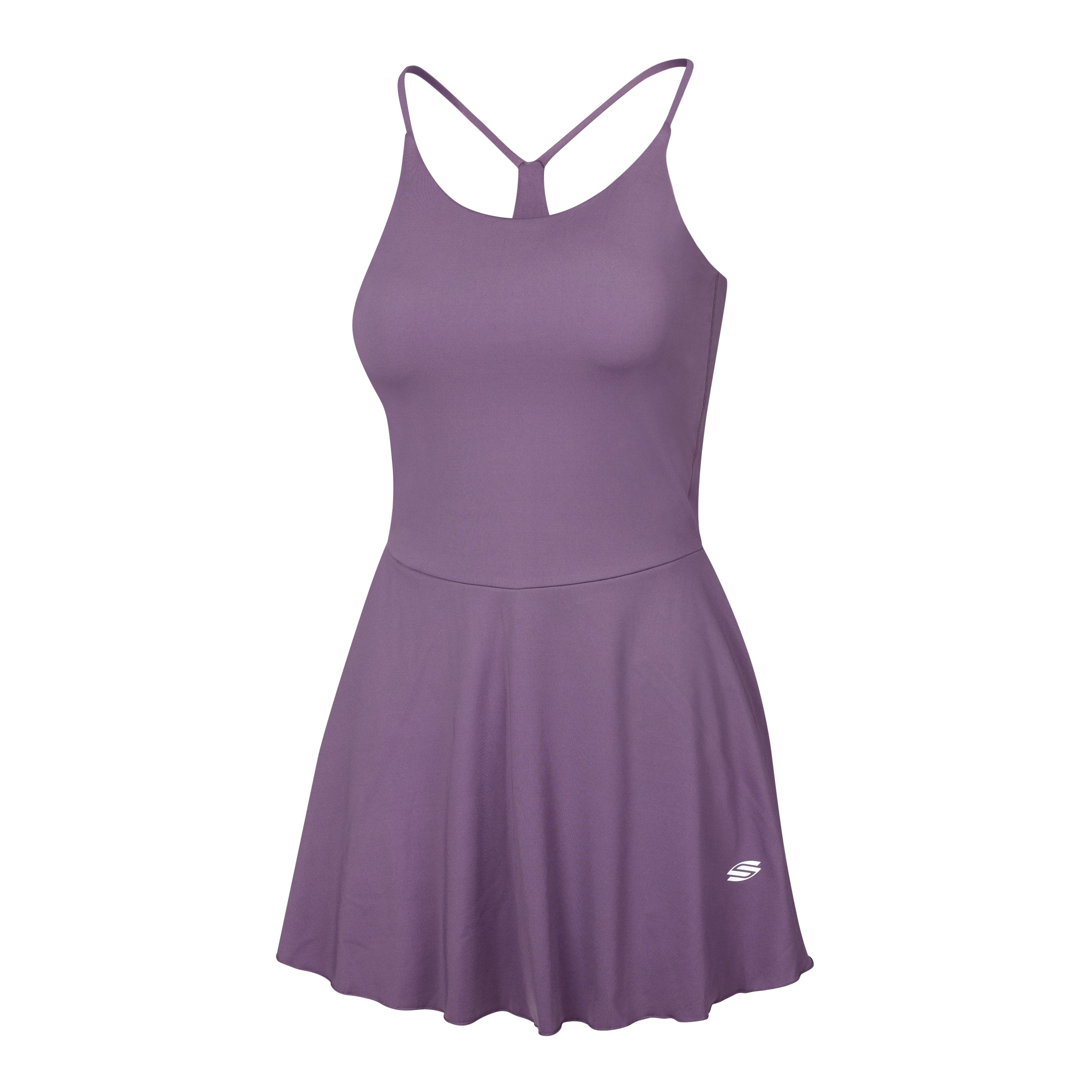 Selkirk pickleball Purple Blossom AvaLee Women's Single-Strap Court Dress with a flared skirt and double straps.