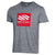 Gray t-shirt featuring a red Selkirk logo on the front