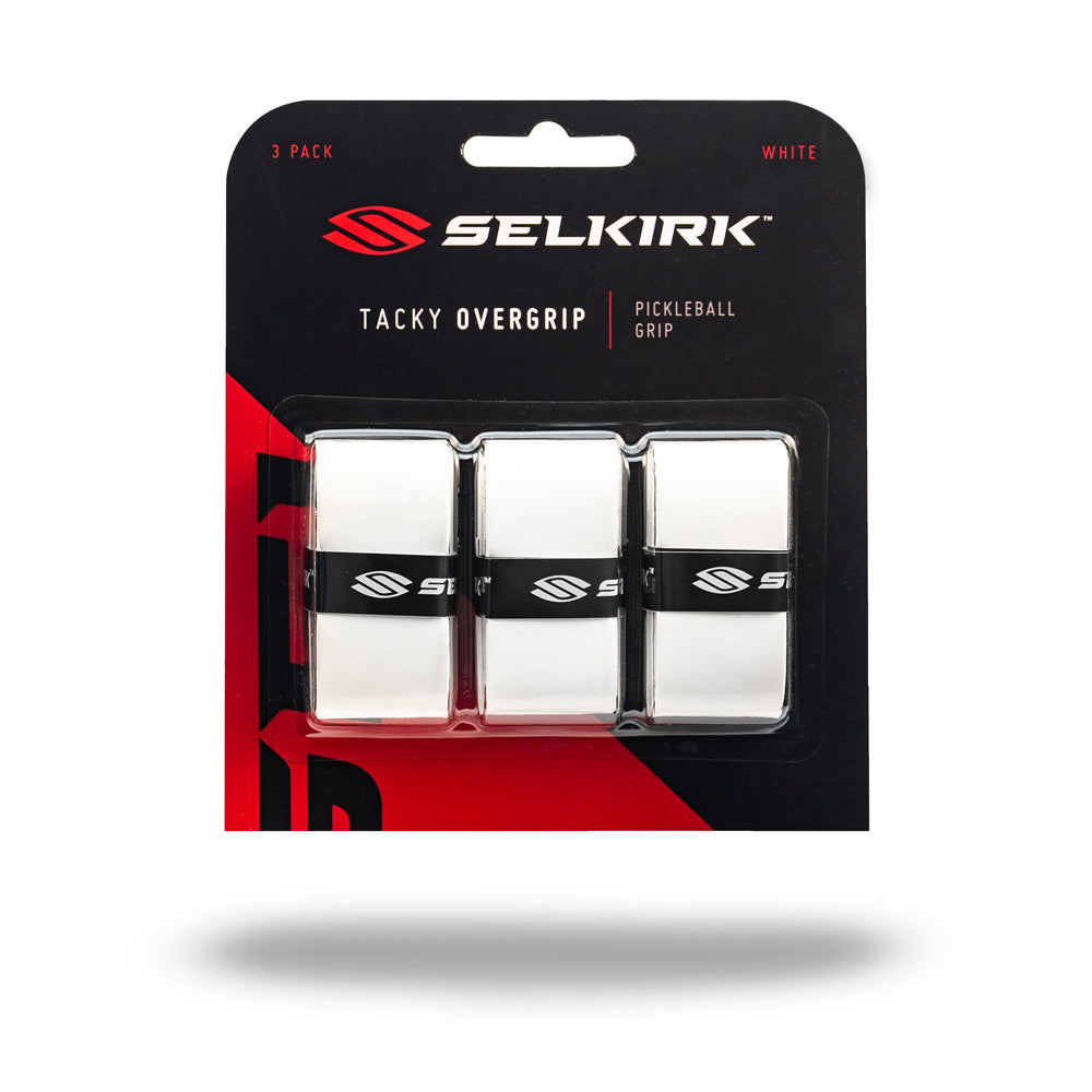 Selkirk Sport Tacky Pickleball Overgrip - 3 Pack in Black packaging showing three grips