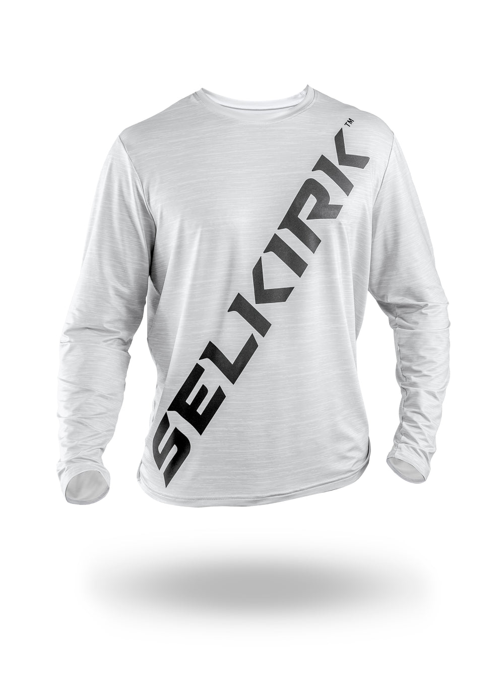 Selkirk Men's Big Logo 2022 Long Sleeve Crew Stretch-Wik in Black with large 'SELKIRK' logo