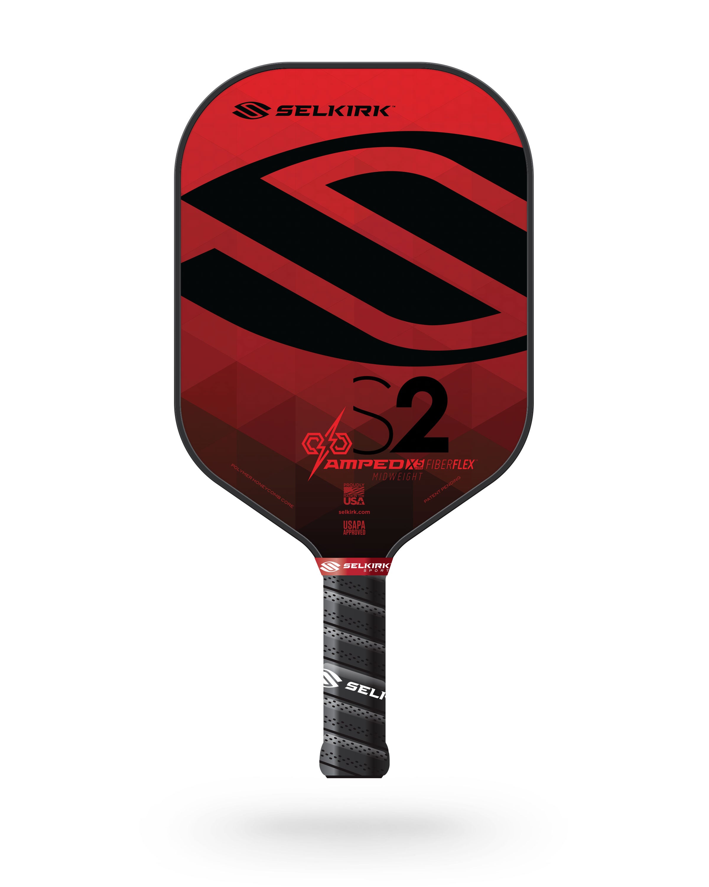 Selkirk Sport AMPED S2 Pickleball Paddle in red, black, blue, or purple.