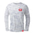 White long sleeve crew shirt with red Selkirk logo
